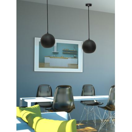 Hanglamp aan kabel FLEN 1xE27/40W/230V Ø 20 cm zwart