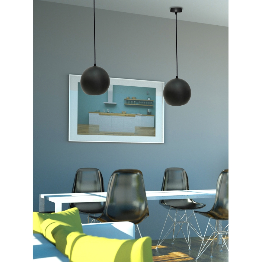 Hanglamp aan kabel FLEN 1xE27/40W/230V Ø 20 cm zwart