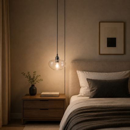 Hanglamp FLO aan kabel 1xE27/15W/230V glanzend chroom/helder