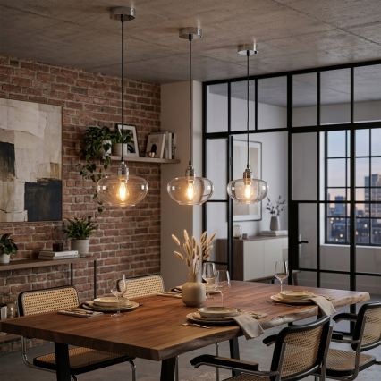 Hanglamp FLO aan kabel 1xE27/15W/230V glanzend chroom/helder