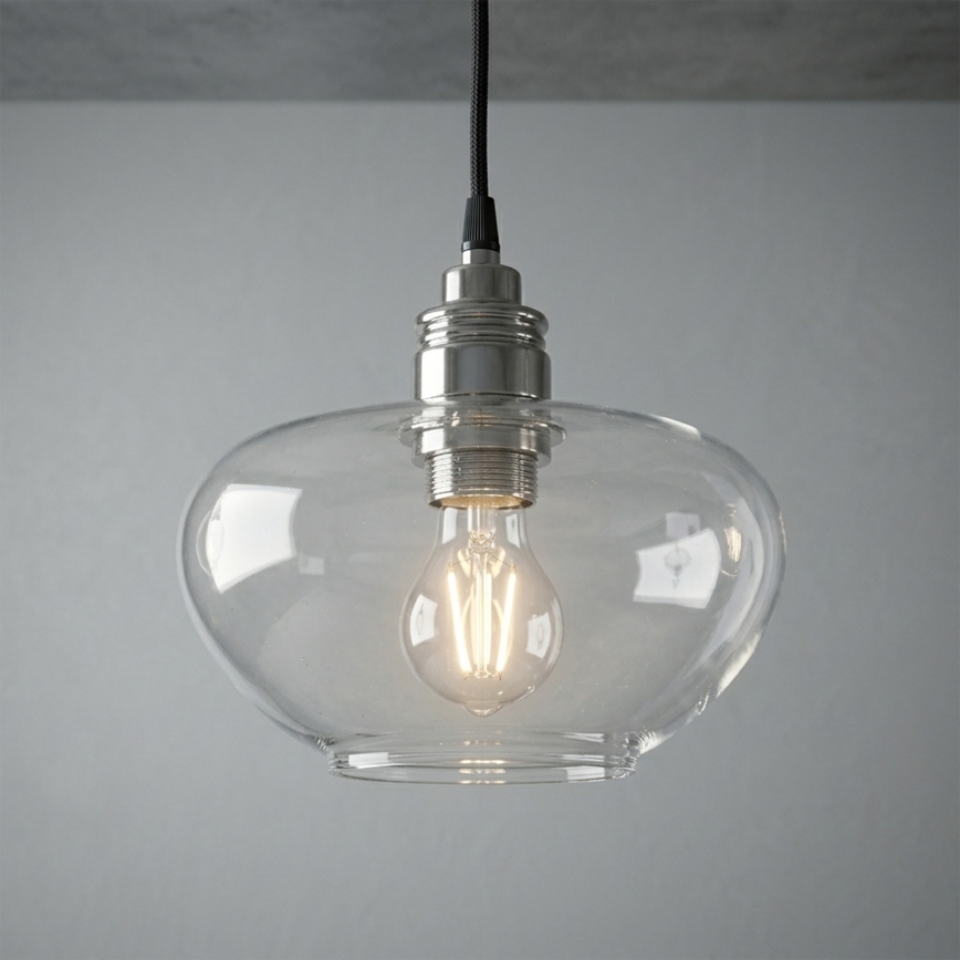 Hanglamp FLO aan kabel 1xE27/15W/230V glanzend chroom/helder