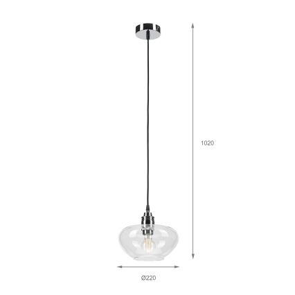 Hanglamp FLO aan kabel 1xE27/15W/230V glanzend chroom/helder