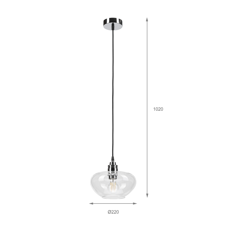 Hanglamp FLO aan kabel 1xE27/15W/230V glanzend chroom/helder