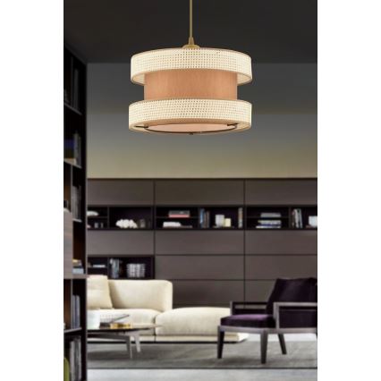 Hanglamp HALO 1xE27/60W/230V bruin/crème