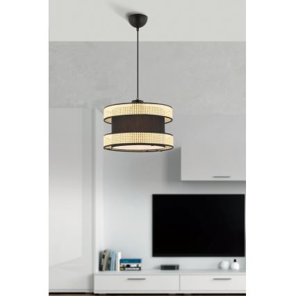 Hanglamp HALO 1xE27/60W/230V zwart/beige