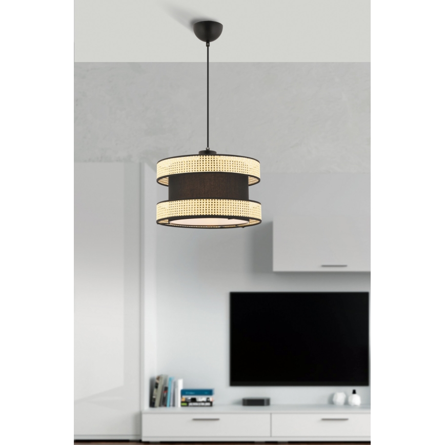 Hanglamp HALO 1xE27/60W/230V zwart/beige