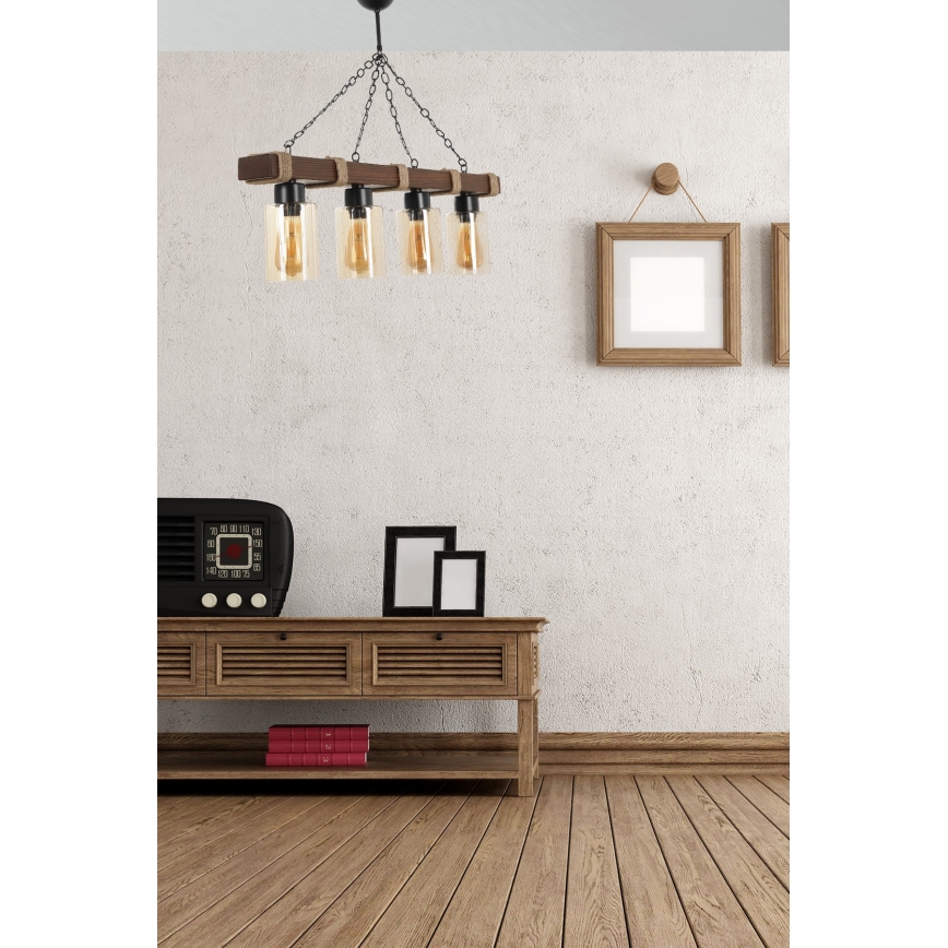 Hanglamp JASMIN 4xE27/40W/230V bruin/beige