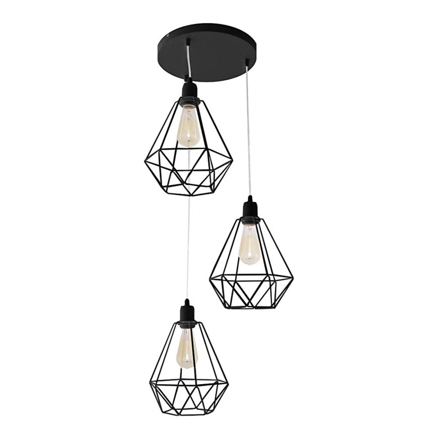 Hanglamp KARO 3xE27/15W/230V zwart