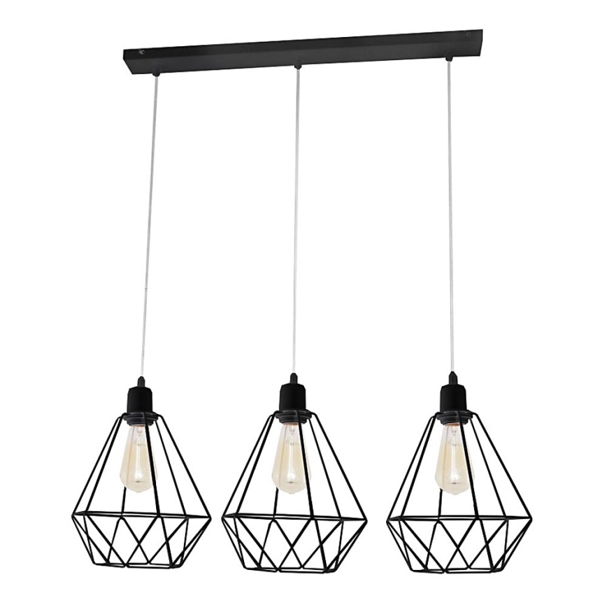 Hanglamp KARO 3xE27/15W/230V zwart