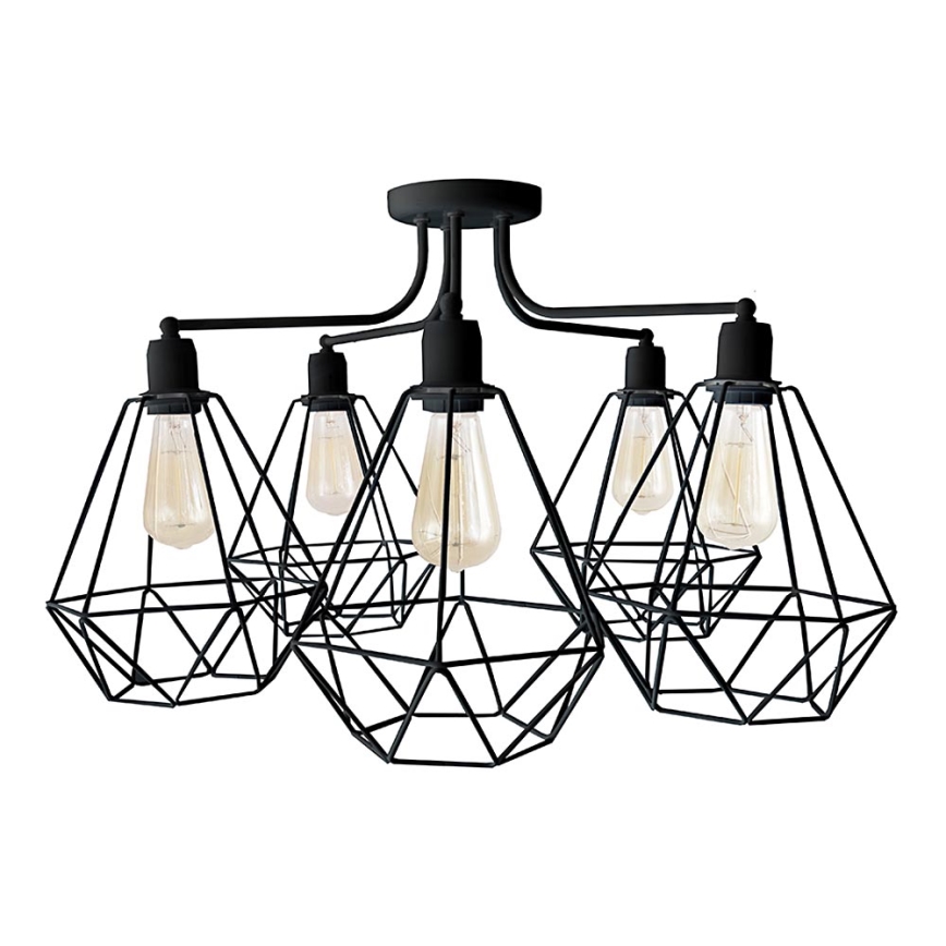 Hanglamp KARO 5xE27/15W/230V zwart