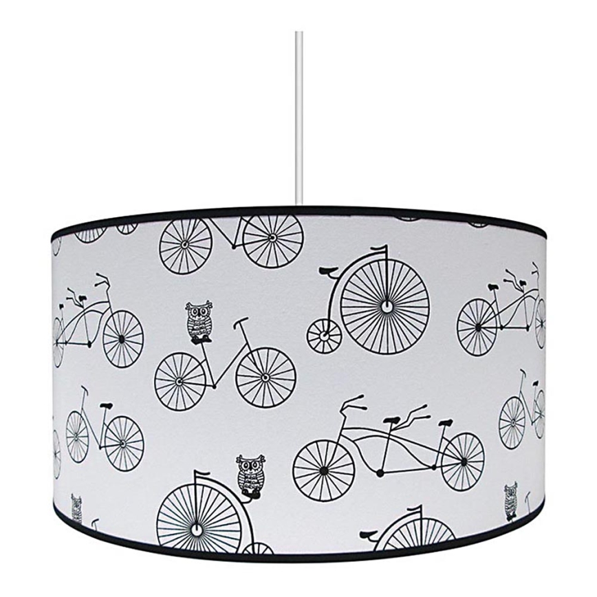 Hanglamp kinderkamer BIKE 1xE27/60W/230V wit/zwart