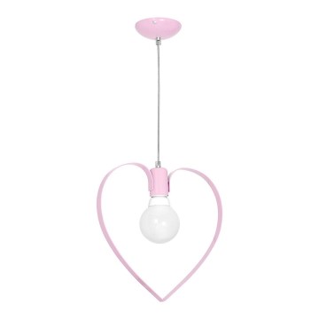 Hanglamp kinderkamer LOVE 1xE27/60W/230V lichtroze