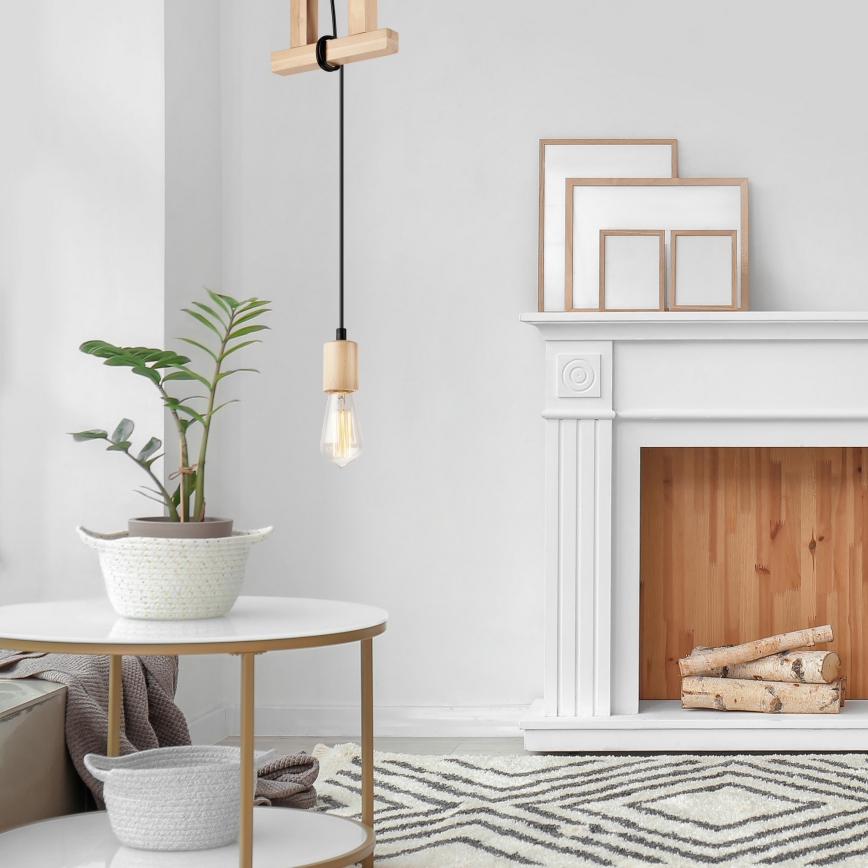 Hanglamp aan kabel LEON 1xE27/60W/230V beukenhout