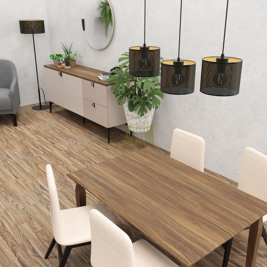 Hanglamp aan kabel LOFT SHADE 3xE27/60W/230V zwart/goud