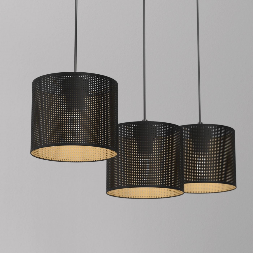 Hanglamp aan kabel LOFT SHADE 3xE27/60W/230V zwart/goud