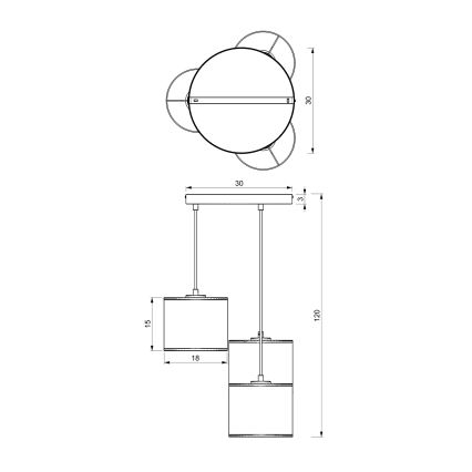 Hanglamp aan kabel LOFT SHADE 3xE27/60W/230V zwart
