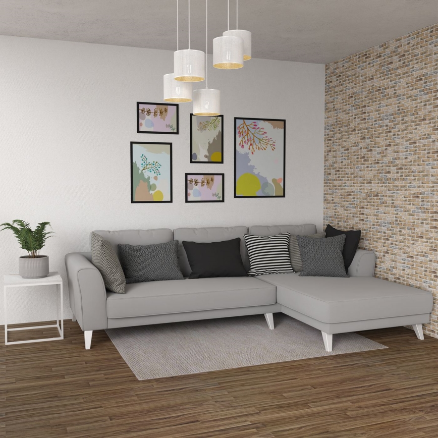 Hanglamp aan kabel LOFT SHADE 5xE27/60W/230V wit/goud