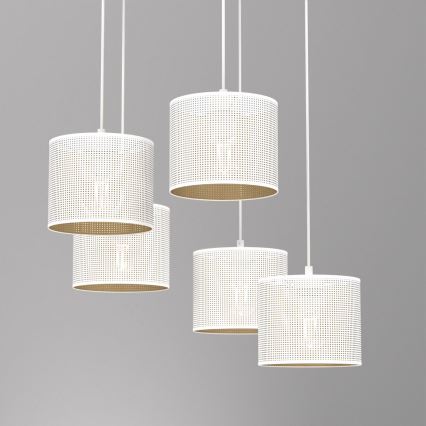 Hanglamp aan kabel LOFT SHADE 5xE27/60W/230V wit/goud
