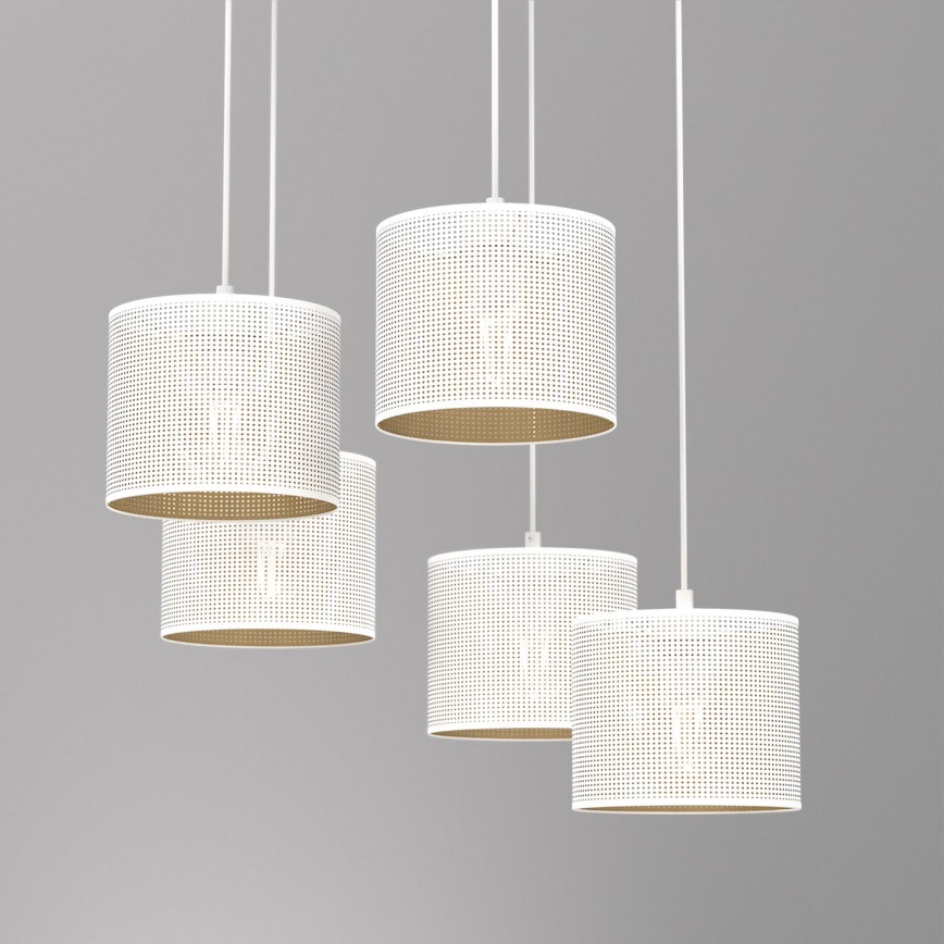 Hanglamp aan kabel LOFT SHADE 5xE27/60W/230V wit/goud