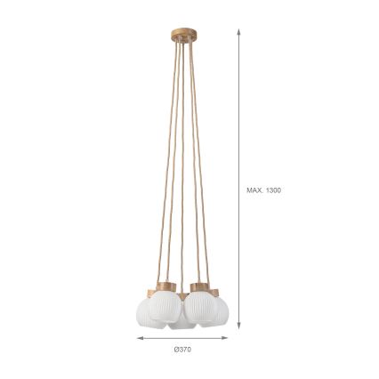 Hanglamp LOOMIS met kabel 5xE27/15W/230V 130 cm beige/eiken