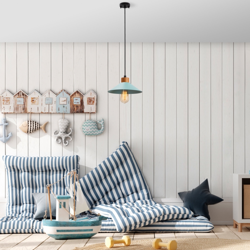 Hanglamp MANAVGAT 1xE27/40W/230V blauw/bruin