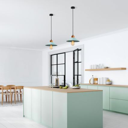 Hanglamp MANAVGAT 1xE27/40W/230V blauw/bruin
