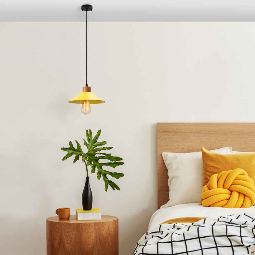 Hanglamp MANAVGAT 1xE27/40W/230V geel/bruin