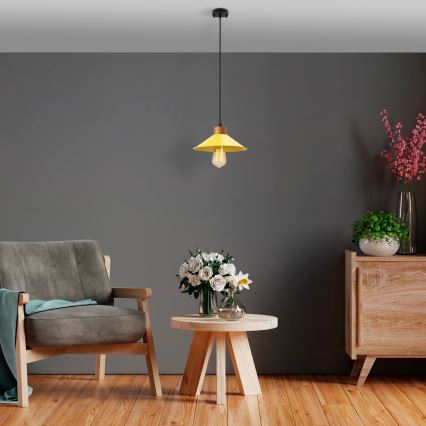 Hanglamp MANAVGAT 1xE27/40W/230V geel/bruin