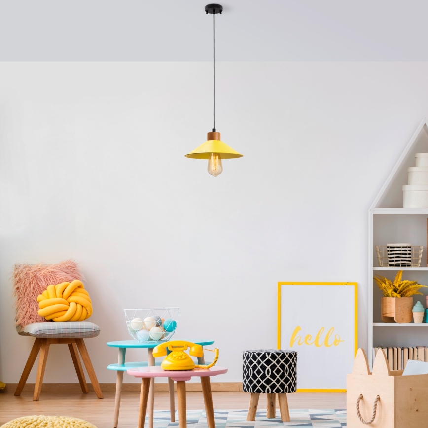 Hanglamp MANAVGAT 1xE27/40W/230V geel/bruin