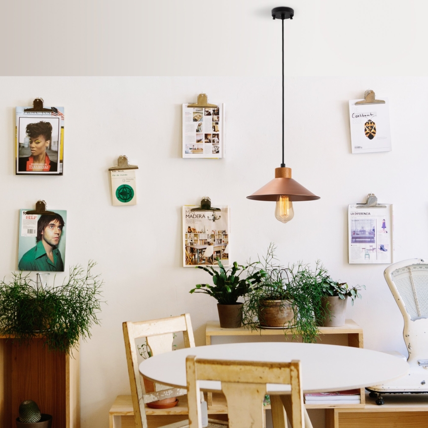 Hanglamp MANAVGAT 1xE27/40W/230V koper/bruin