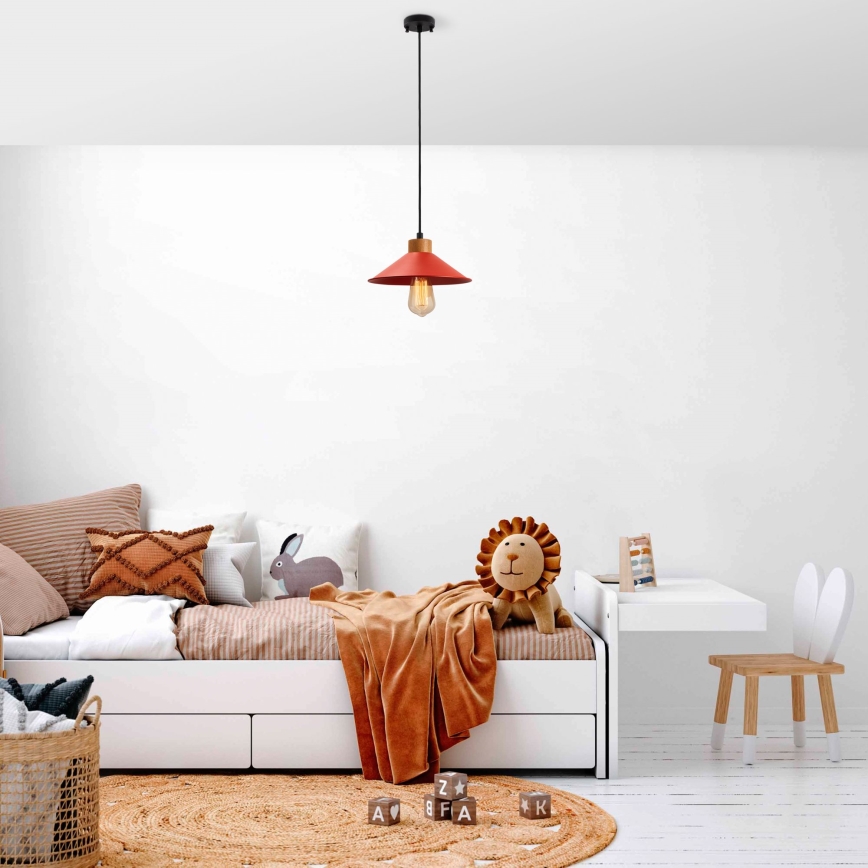 Hanglamp MANAVGAT 1xE27/40W/230V rood/bruin