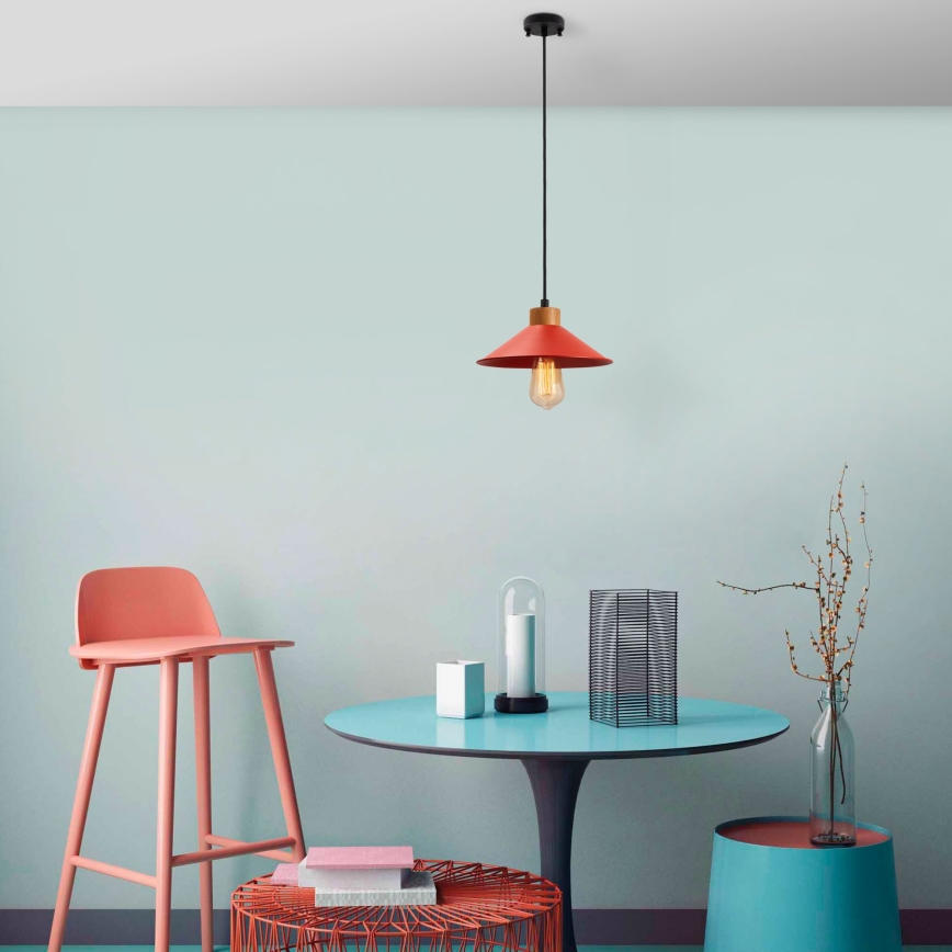 Hanglamp MANAVGAT 1xE27/40W/230V rood/bruin