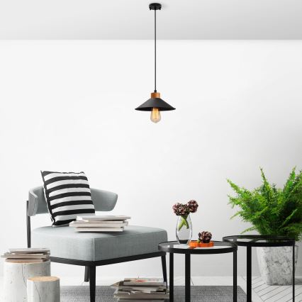 Hanglamp MANAVGAT 1xE27/40W/230V zwart/bruin