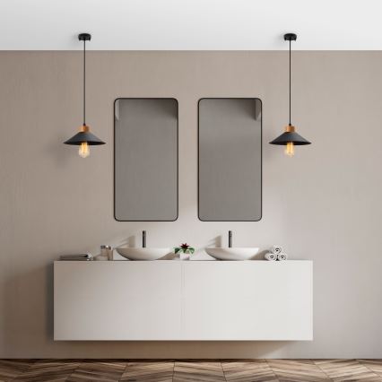 Hanglamp MANAVGAT 1xE27/40W/230V zwart/bruin