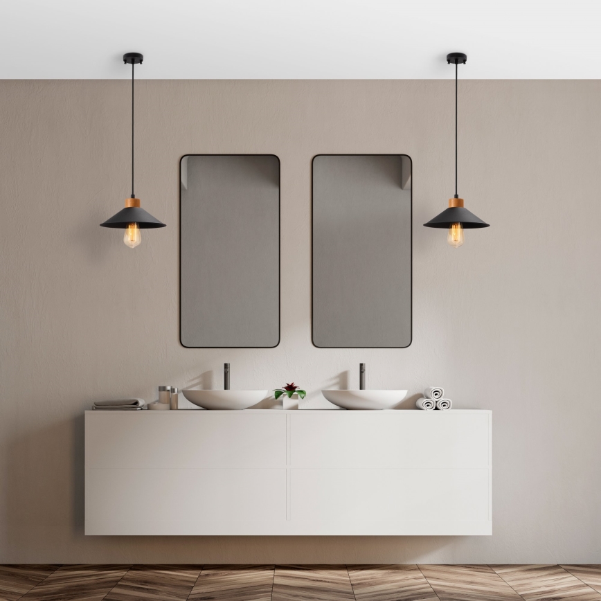 Hanglamp MANAVGAT 1xE27/40W/230V zwart/bruin