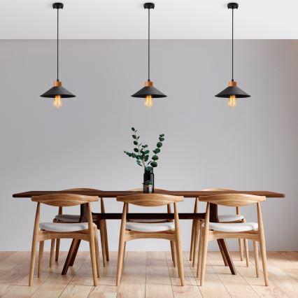 Hanglamp MANAVGAT 1xE27/40W/230V zwart/bruin