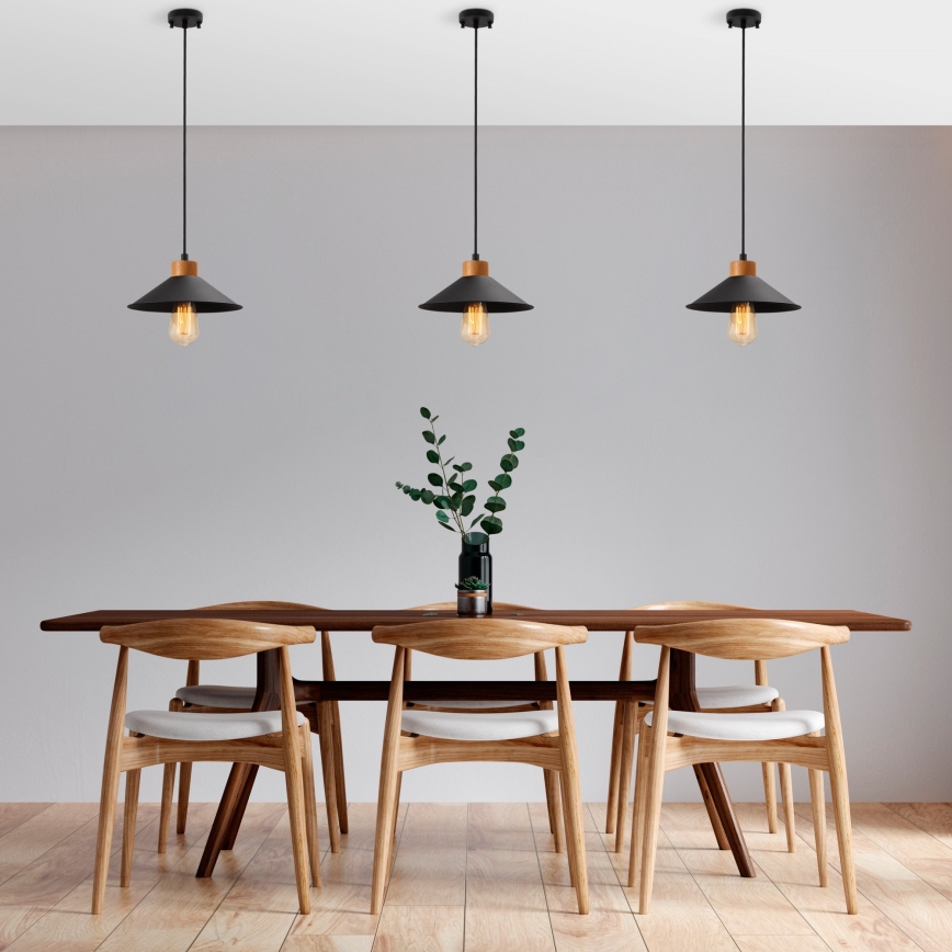 Hanglamp MANAVGAT 1xE27/40W/230V zwart/bruin