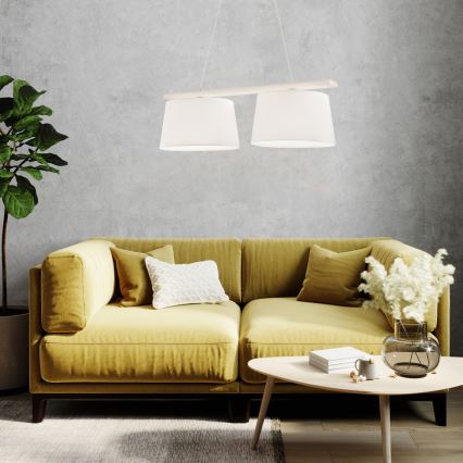 Hanglamp met kabel AIDA 2xE27/60W/230V Ø 35 cm eik/wit