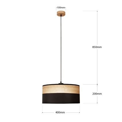 Hanglamp met kabel ALBA 1xE27/15W/230V Ø 40 cm zwart/bruin