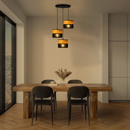 Hanglamp met kabel ALBA 3xE27/15W/230V Ø 40 cm zwart/bruin