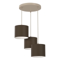 Hanglamp met kabel ARDEN 3xE27/15W/230V Ø 30 cm beige/bruin