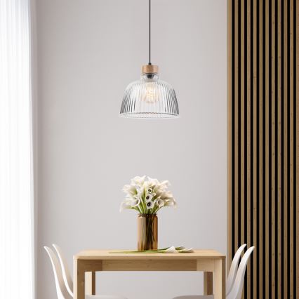 Hanglamp met kabel ASTA 1xE27/60W/230V, diam. 28 cm, eiken