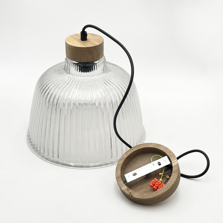 Hanglamp met kabel ASTA 1xE27/60W/230V, diam. 28 cm, eiken