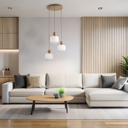 Hanglamp met kabel BALLO 3x E14/10W/230V beige