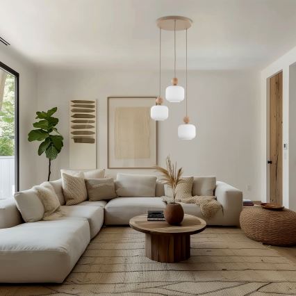Hanglamp met kabel BALLO 3x E14/10W/230V beige