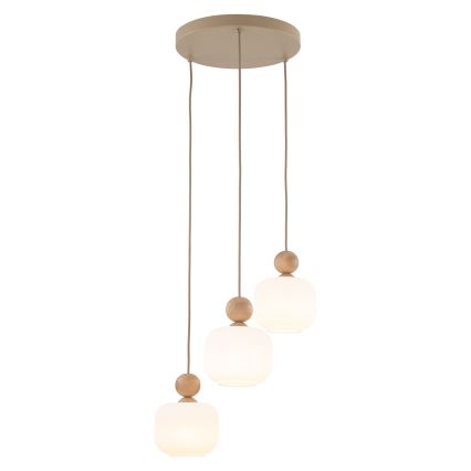Hanglamp met kabel BALLO 3x E14/10W/230V beige