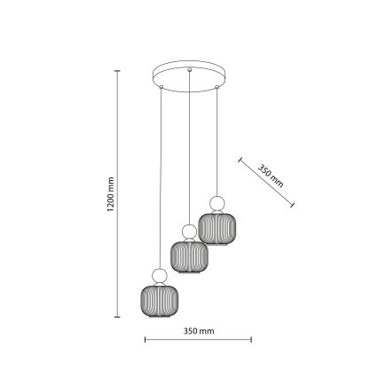 Hanglamp met kabel BALLO 3x E14/10W/230V beige