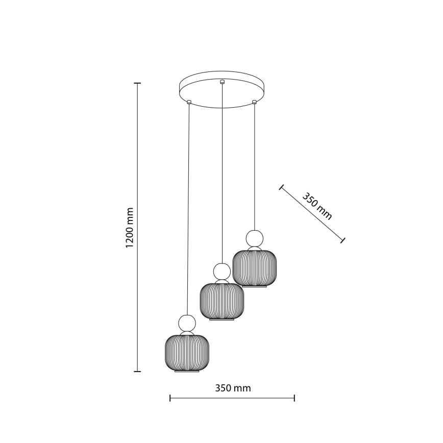 Hanglamp met kabel BALLO 3x E14/10W/230V beige