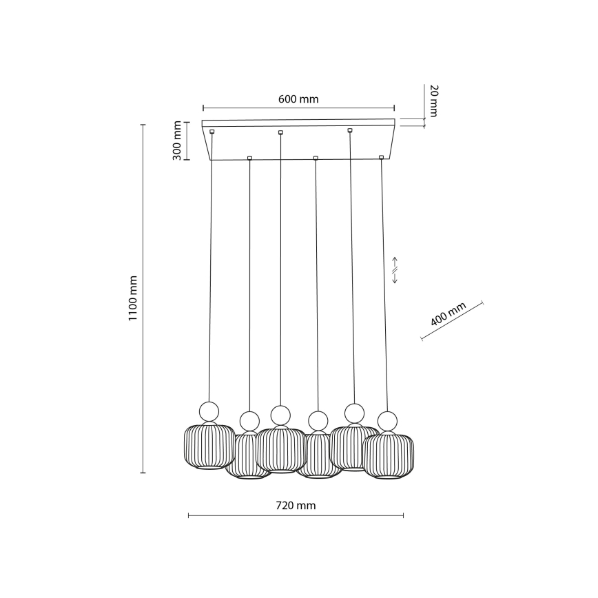 Hanglamp met kabel BALLO 6xE14/10W/230V beige