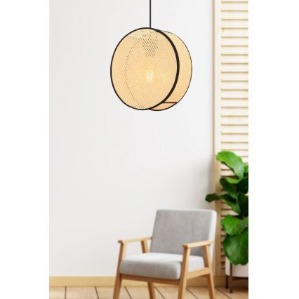 Hanglamp met kabel BIG DRUM 1xE27/60W/230V beige/zwart